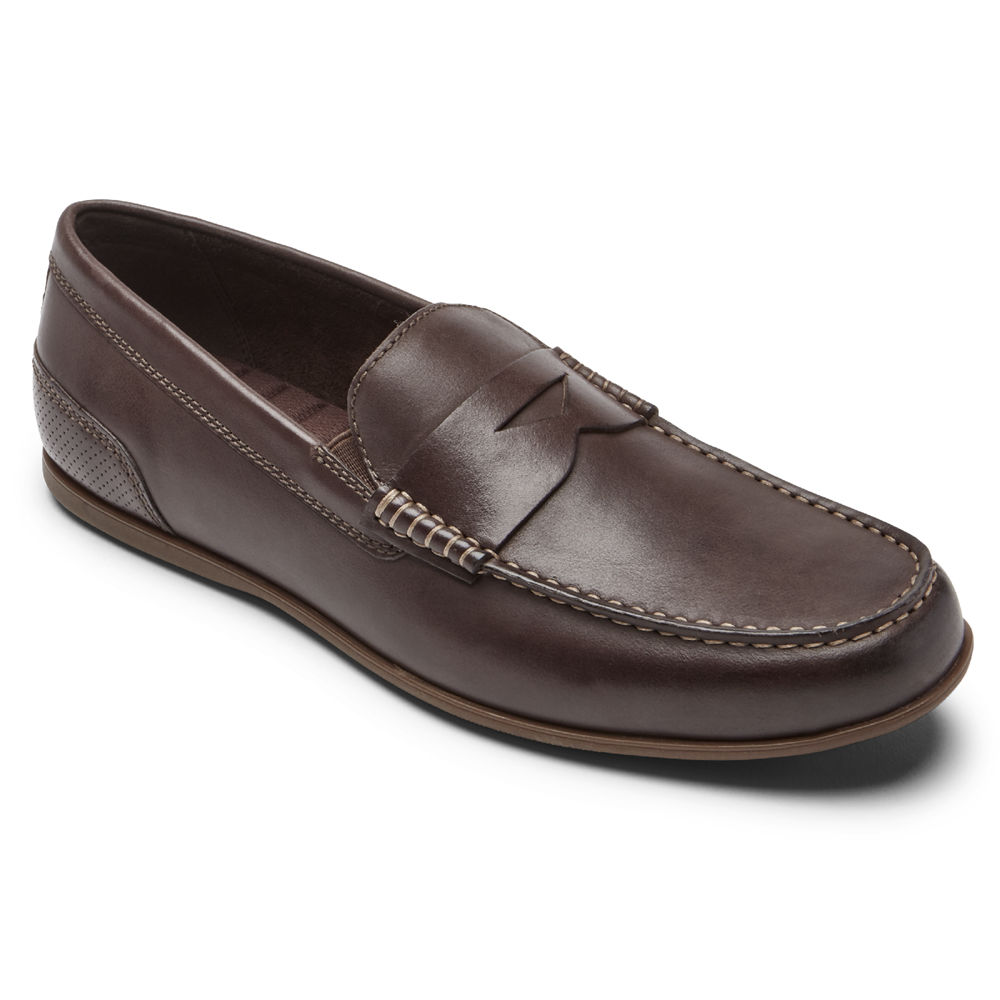 Rockport Mens Slip-On Dark Brown - Malcom Penny - UK 250-VHYQOK